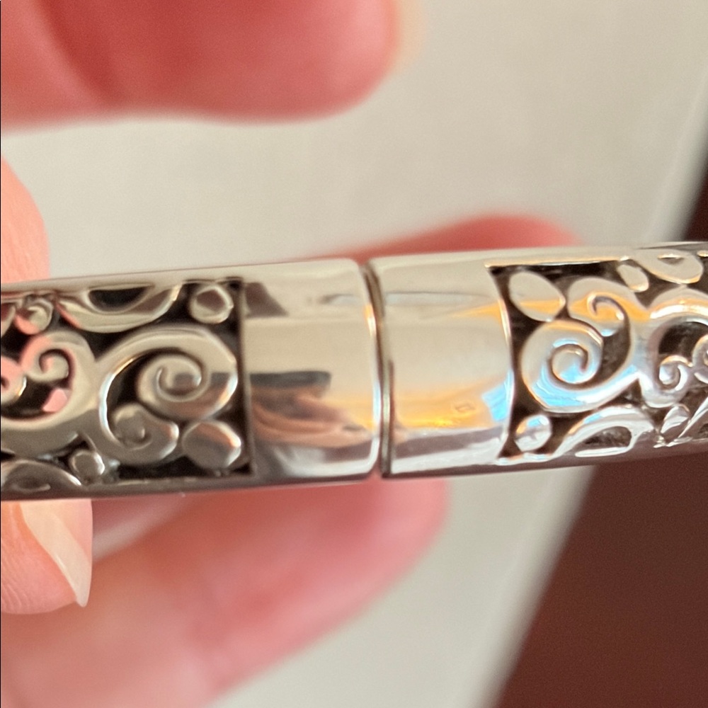 Brighton Silver and Black Enamel Clamper Bracelet #505 - Picture 5 of 9